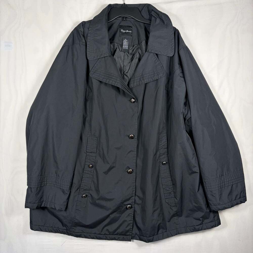 Maggie Barnes Black Quilted Lined Trench Coat Jacket Plus Size 4X 30/32W